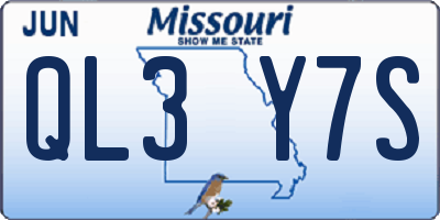 MO license plate QL3Y7S