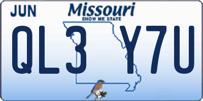 MO license plate QL3Y7U