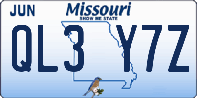 MO license plate QL3Y7Z