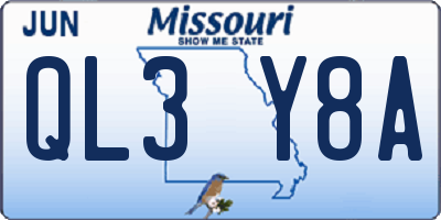 MO license plate QL3Y8A