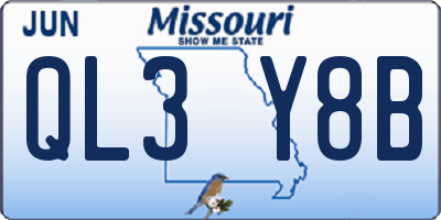 MO license plate QL3Y8B