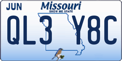 MO license plate QL3Y8C