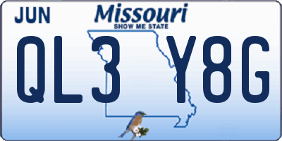 MO license plate QL3Y8G