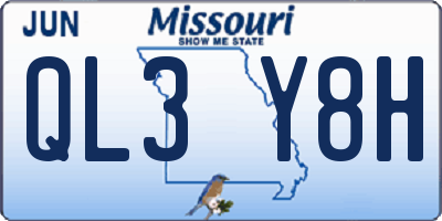 MO license plate QL3Y8H