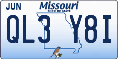 MO license plate QL3Y8I