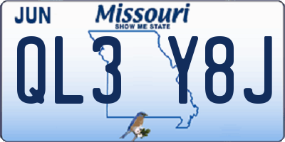 MO license plate QL3Y8J