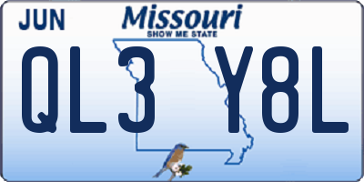 MO license plate QL3Y8L