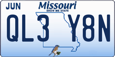 MO license plate QL3Y8N
