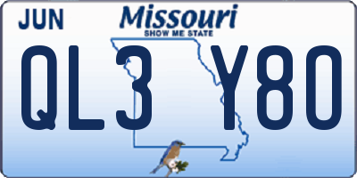 MO license plate QL3Y8O
