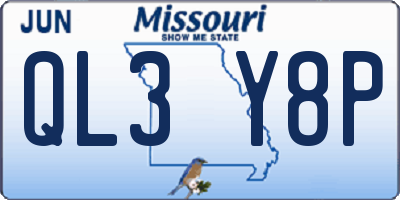 MO license plate QL3Y8P