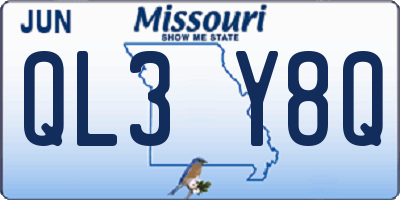 MO license plate QL3Y8Q