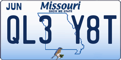 MO license plate QL3Y8T