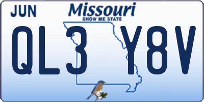 MO license plate QL3Y8V