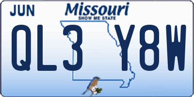 MO license plate QL3Y8W