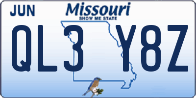 MO license plate QL3Y8Z