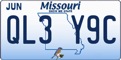 MO license plate QL3Y9C