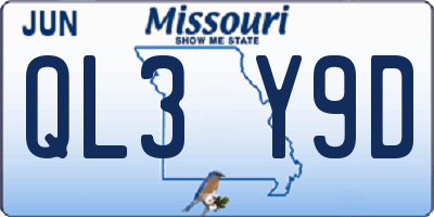 MO license plate QL3Y9D