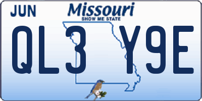 MO license plate QL3Y9E