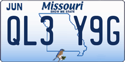 MO license plate QL3Y9G