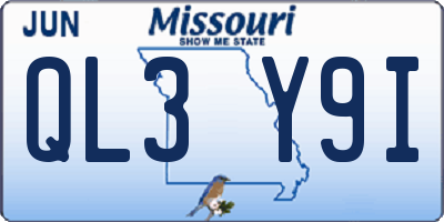 MO license plate QL3Y9I