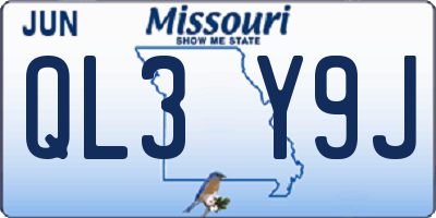 MO license plate QL3Y9J