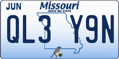 MO license plate QL3Y9N