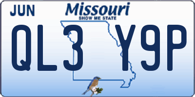 MO license plate QL3Y9P