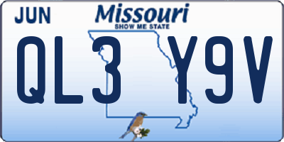 MO license plate QL3Y9V