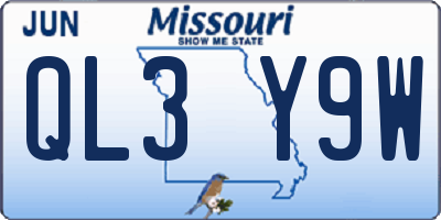 MO license plate QL3Y9W