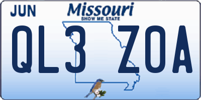 MO license plate QL3Z0A