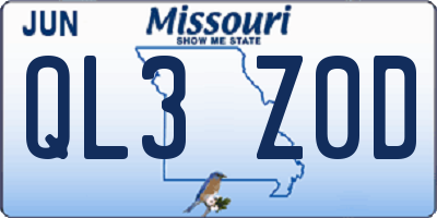 MO license plate QL3Z0D