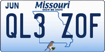 MO license plate QL3Z0F