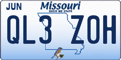 MO license plate QL3Z0H