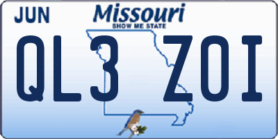 MO license plate QL3Z0I