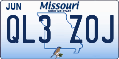 MO license plate QL3Z0J