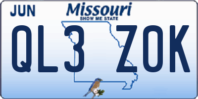 MO license plate QL3Z0K