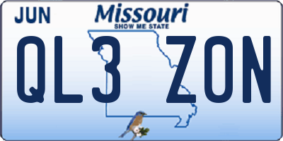 MO license plate QL3Z0N