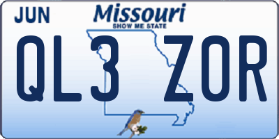 MO license plate QL3Z0R