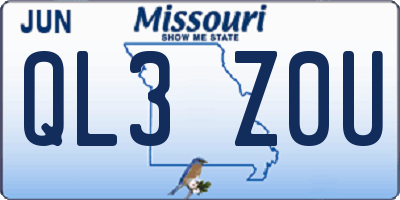 MO license plate QL3Z0U