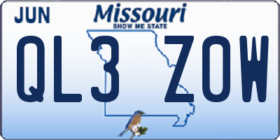 MO license plate QL3Z0W