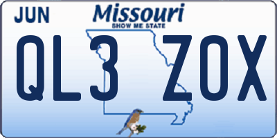 MO license plate QL3Z0X