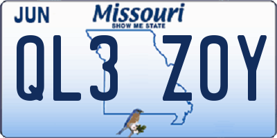 MO license plate QL3Z0Y