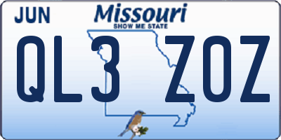 MO license plate QL3Z0Z