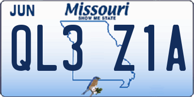 MO license plate QL3Z1A
