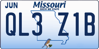 MO license plate QL3Z1B