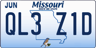 MO license plate QL3Z1D