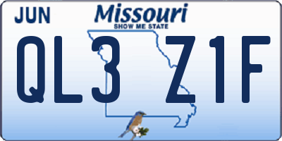 MO license plate QL3Z1F