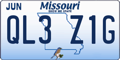 MO license plate QL3Z1G