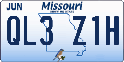 MO license plate QL3Z1H