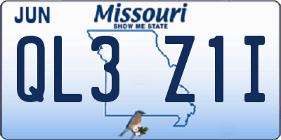 MO license plate QL3Z1I